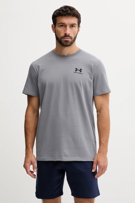 Tréninkové tričko Under Armour Logo Embroidered kulatý šedá 1373997