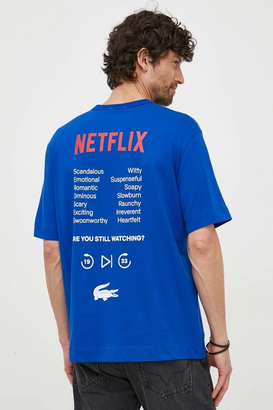 Oblečení Bavlněné tričko Lacoste x Netflix TH7343 modrá