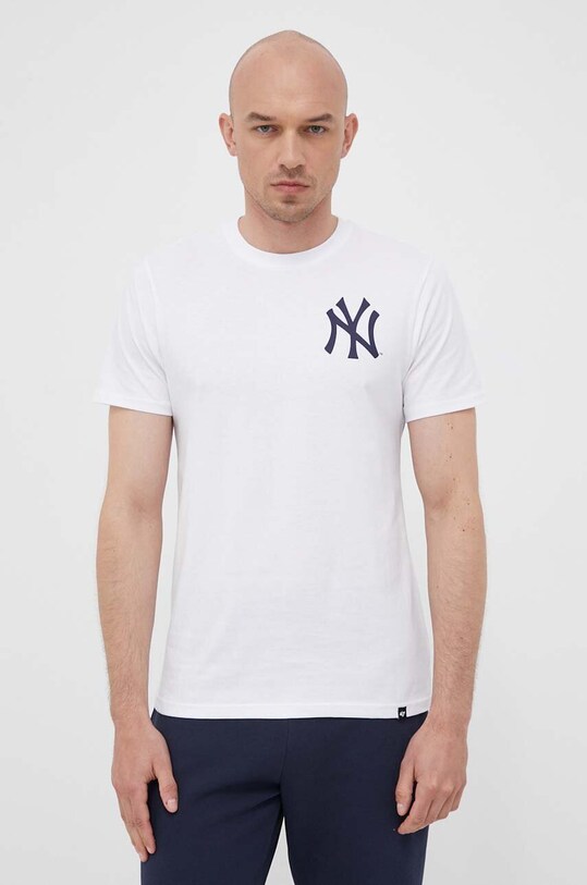 47 brand t-shirt bawełniany MLB New York Yankees nadruk biały BU017TMBECT587291WW