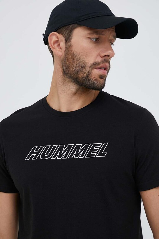 Hummel t-shirt treningowy hmlTE CALLUM COTTON T-SHIRT regular czarny 213470