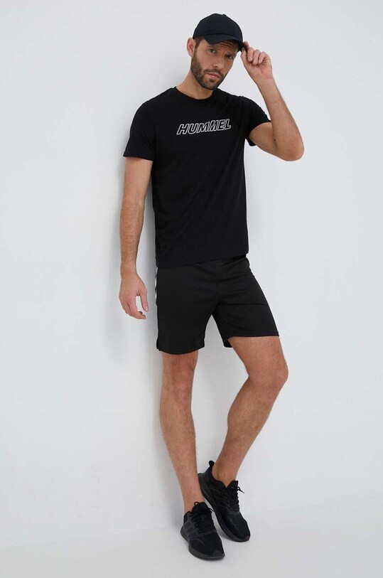 Hummel t-shirt treningowy hmlTE CALLUM COTTON T-SHIRT 213470 czarny SS23