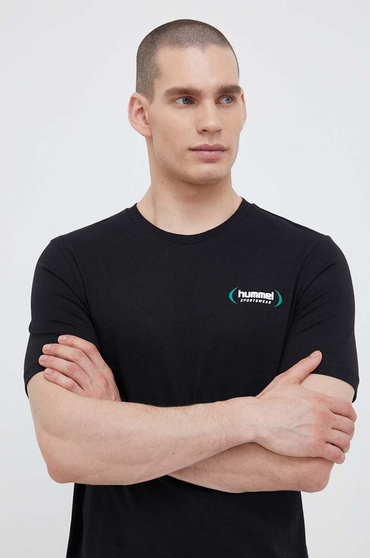 Hummel t-shirt bawełniany czarny 218988
