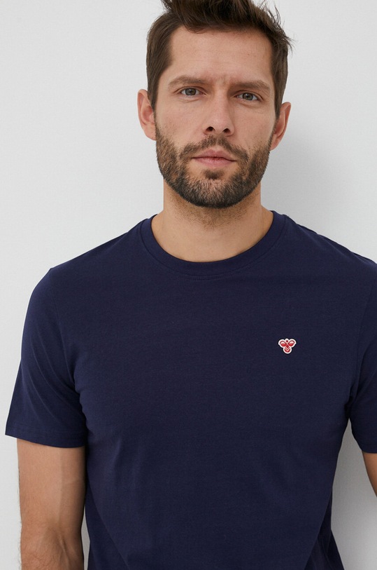 Hummel t-shirt bawełniany granatowy 219026