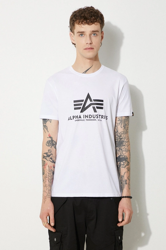 Хлопковая футболка Alpha Industries Basic T-Shirt печать белый 100501.09