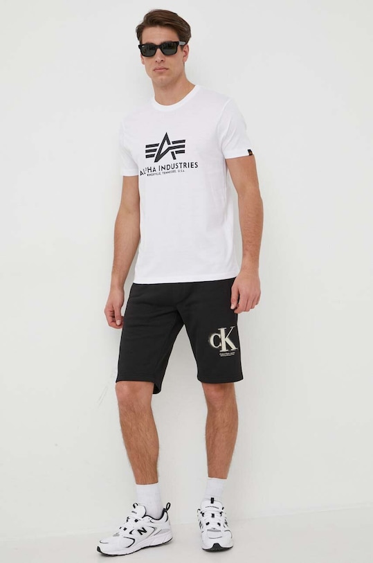 Alpha Industries t-shirt bawełniany Basic T-Shirt 100501.09 biały SS25
