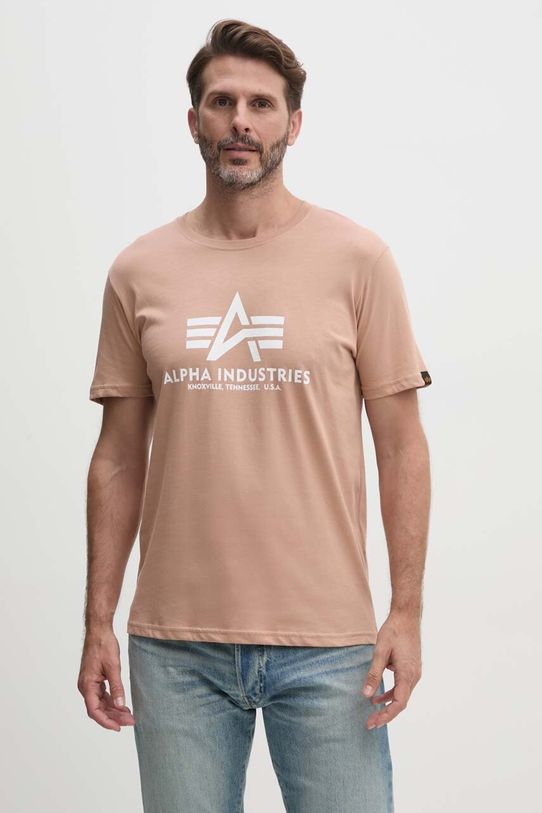 Bavlnené tričko Alpha Industries potlač oranžová 100501.09