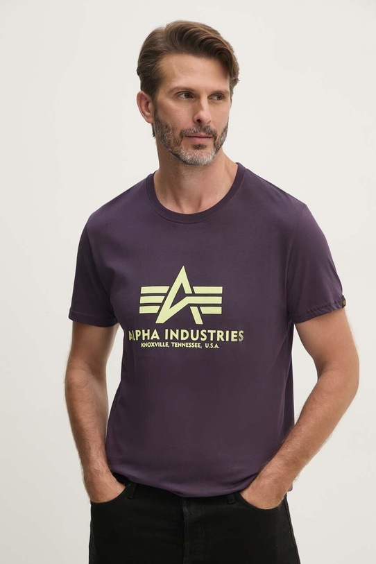 Βαμβακερό μπλουζάκι Alpha Industries βαμβάκι μωβ 100501.09