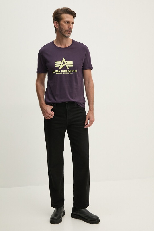 Βαμβακερό μπλουζάκι Alpha Industries 100501.09 μωβ SS25