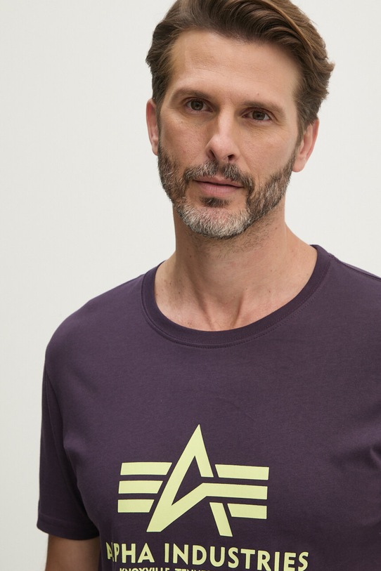 Βαμβακερό μπλουζάκι Alpha Industries μωβ 100501.09