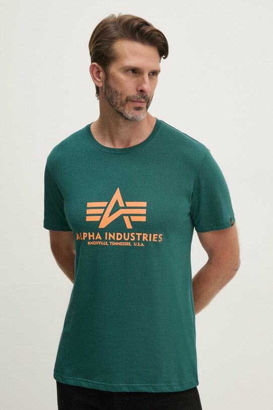 Alpha Industries tricou din bumbac print verde 100501.09