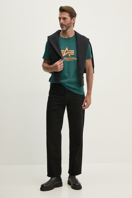 Βαμβακερό μπλουζάκι Alpha Industries 100501.09 πράσινο SS25
