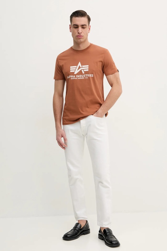 Alpha Industries t-shirt bawełniany 100501.09 brązowy SS25
