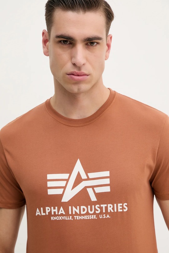 Alpha Industries t-shirt bawełniany brązowy 100501.09