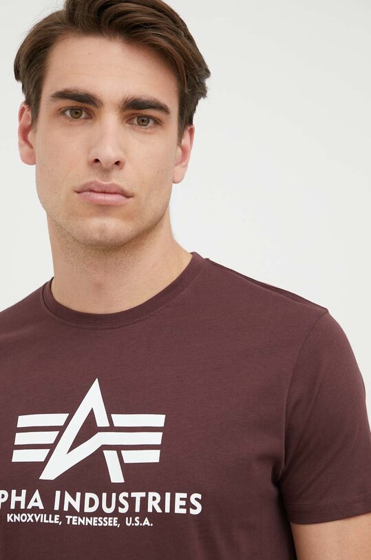 Хлопковая футболка Alpha Industries Basic T-Shirt бордо 100501.21