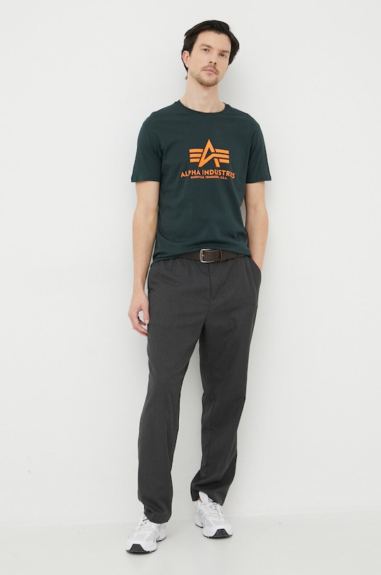 Alpha Industries pamut póló 100501.353 zöld SS25