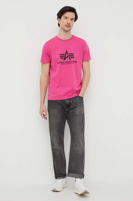 Alpha Industries t-shirt bawełniany 100501.651 różowy SS23