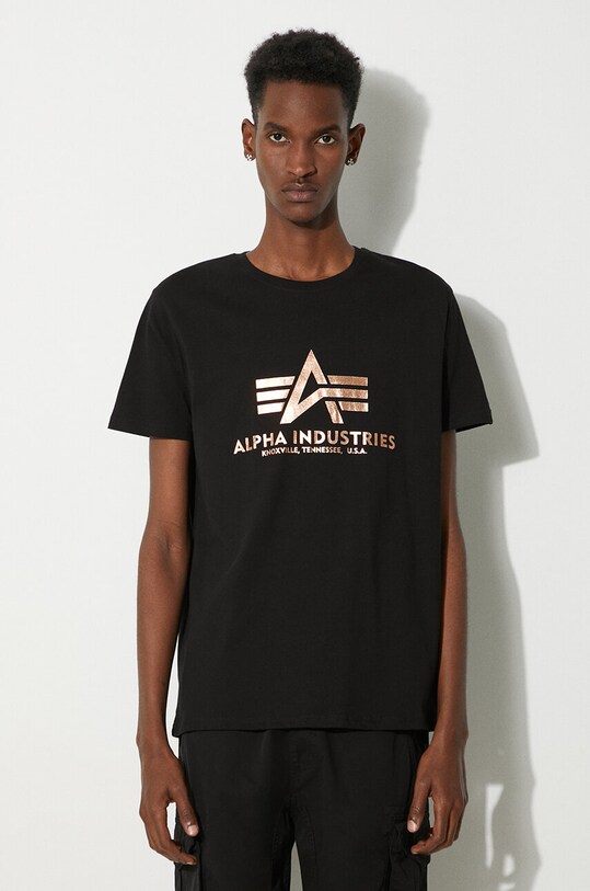 Alpha Industries cotton t-shirt Basic T-Shirt Foil Print cotton black 100501FP.365