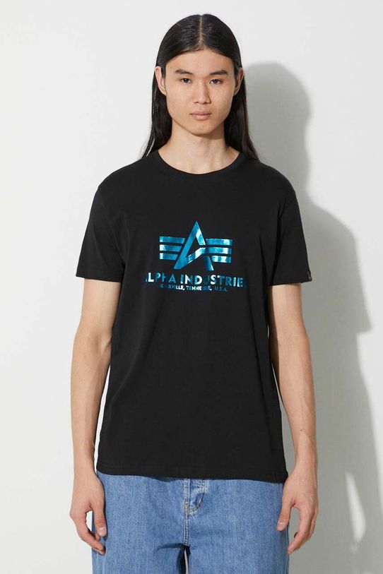 Хлопковая футболка Alpha Industries печать чёрный 100501FP.583