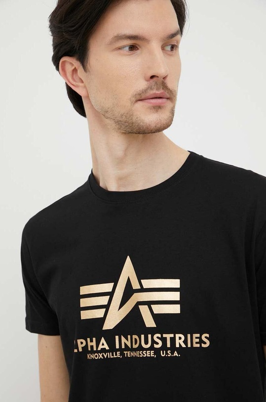 Alpha Industries t-shirt bawełniany Basic T-Shirt Foil Print czarny 100501FP.583