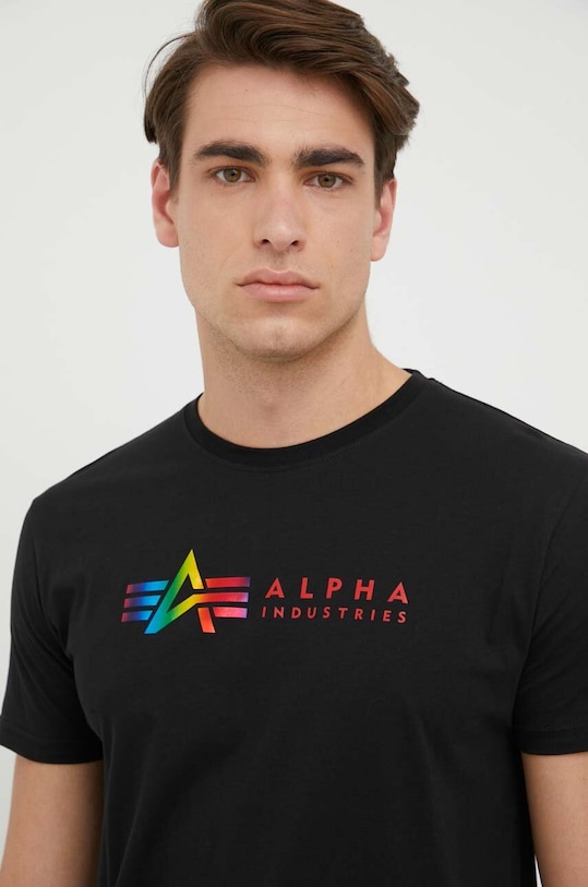 Alpha Industries t-shirt bawełniany nadruk czarny 118502M.686