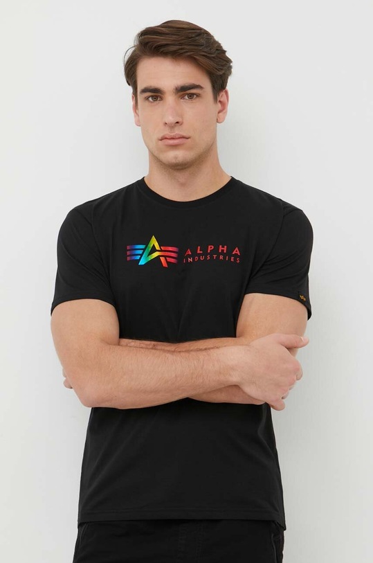 Alpha Industries t-shirt bawełniany czarny 118502M.686