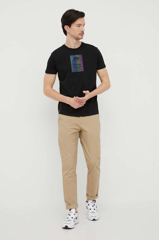 Alpha Industries pamut póló 126501RR.03 fekete SS24