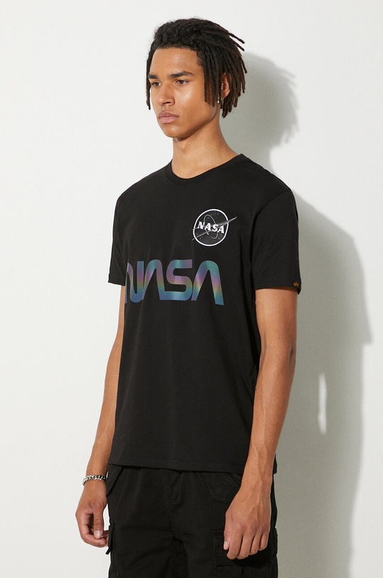 Βαμβακερό μπλουζάκι Alpha Industries μαύρο 178501RR.03