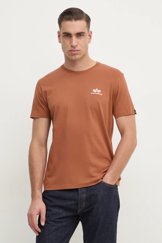 Хлопковая футболка Alpha Industries коричневый 188505.03