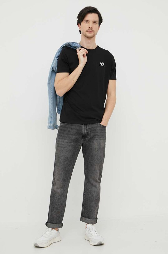 Хлопковая футболка Alpha Industries Basic T Small Logo 188505.03 чёрный SS25