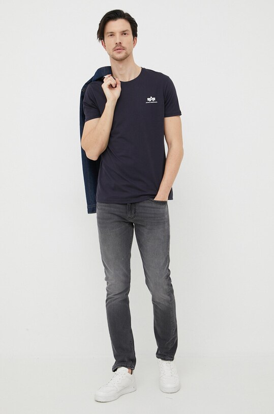 Alpha Industries t-shirt bawełniany Basic T Small Logo 188505.07 granatowy AW23
