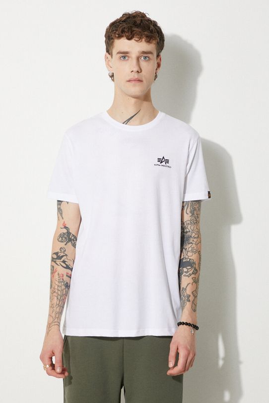 Alpha Industries tricou din bumbac Basic T Small Logo print alb 188505.09