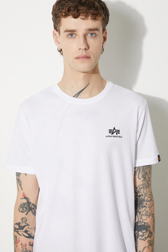 Хлопковая футболка Alpha Industries Basic T Small Logo белый 188505.09