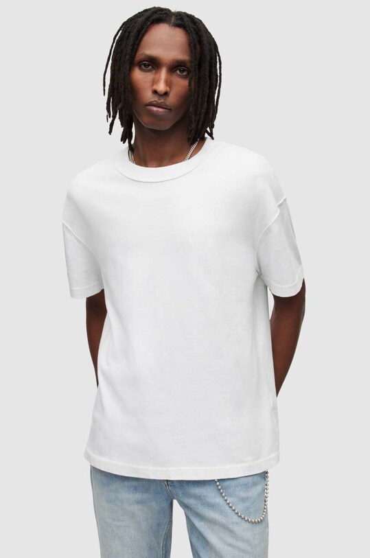 AllSaints t-shirt bawełniany ISAC SS CREW nadruk biały MD105V
