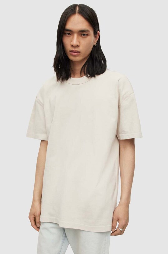 Bavlnené tričko AllSaints relaxed béžová MD105V