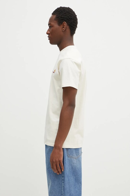 Памучна тениска Carhartt WIP American Script I029956 бежов SS23
