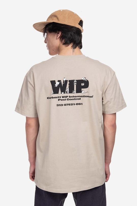 Одежда Хлопковая футболка Carhartt WIP Pest Control I031427 бежевый
