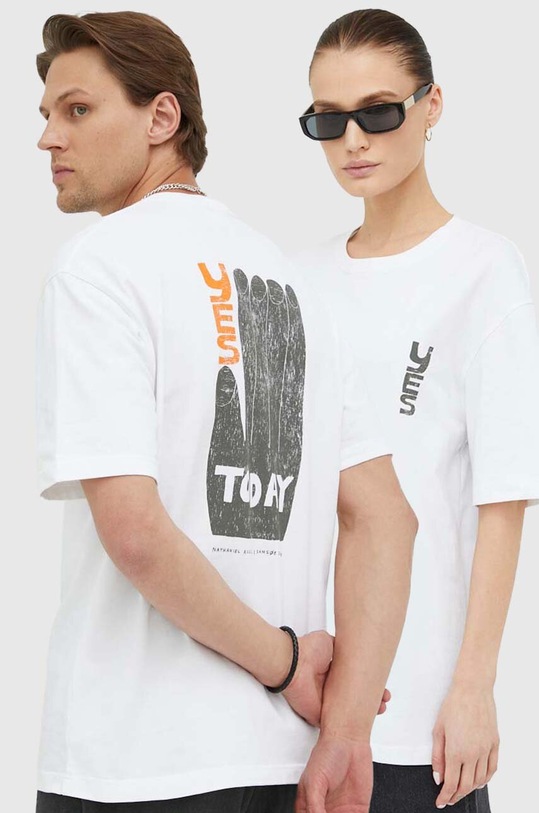 Βαμβακερό μπλουζάκι Samsoe Samsoe βαμβάκι λευκό U23200002