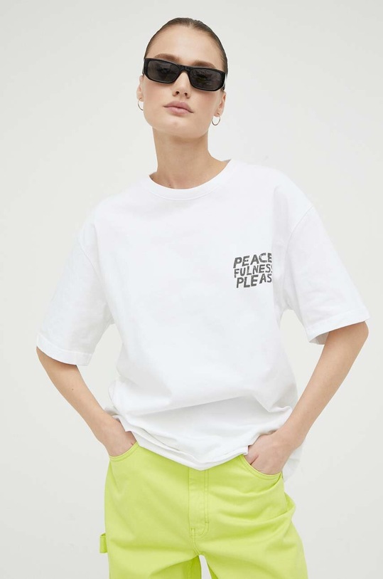 Βαμβακερό μπλουζάκι Samsoe Samsoe λευκό U23200002