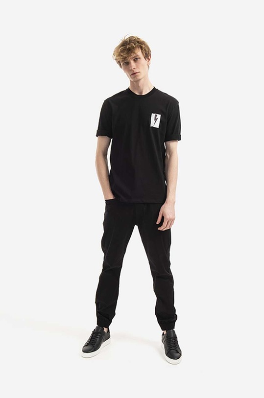 Neil Barett t-shirt bawełniany Flag Bolt BJT068S.S536S.1118 czarny SS23