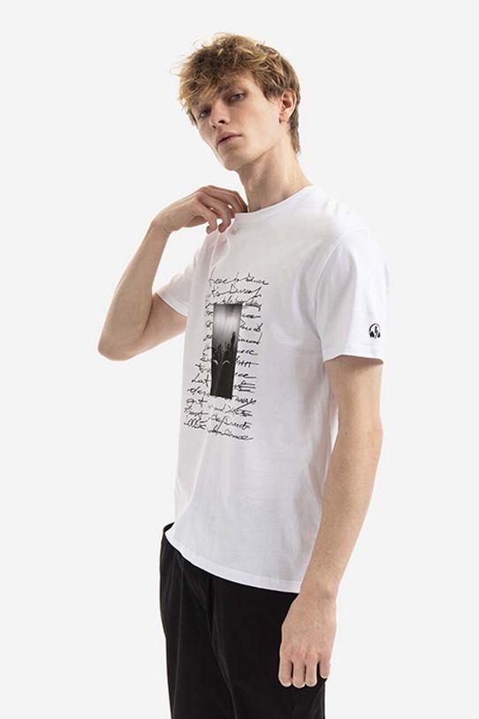 Памучна тениска Neil Barett Festival вталена бял BJT063S.S544S.3154