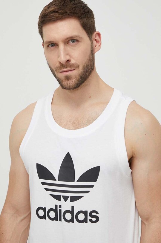 adidas Originals top din bumbac Adicolor Classics Trefoil Tank print alb IA4808