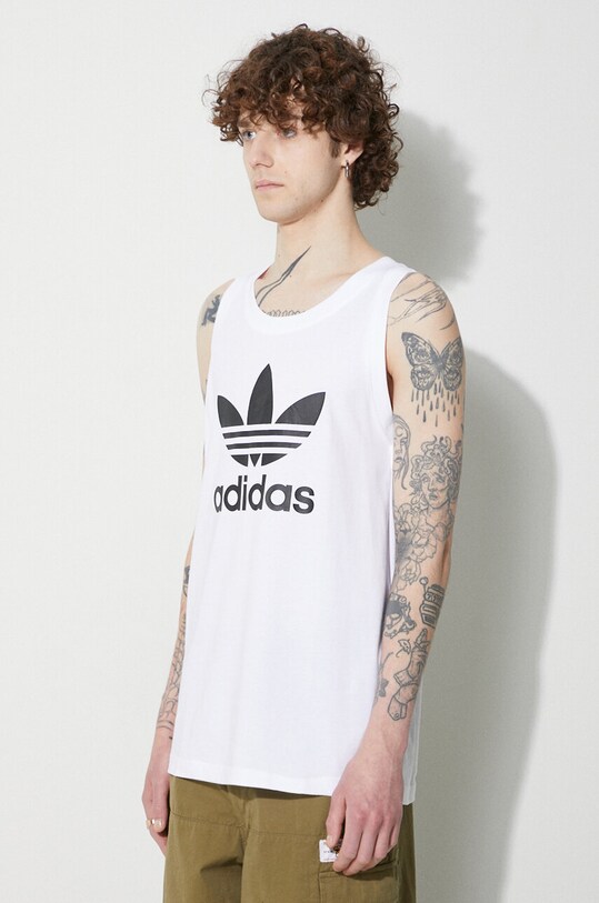 Хлопковый топ adidas Originals Adicolor Classics Trefoil Tank Top белый IA4808
