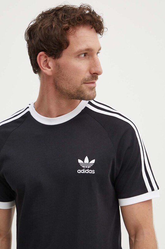 adidas Originals tricou din bumbac Adicolor 3-Stripes negru IA4845