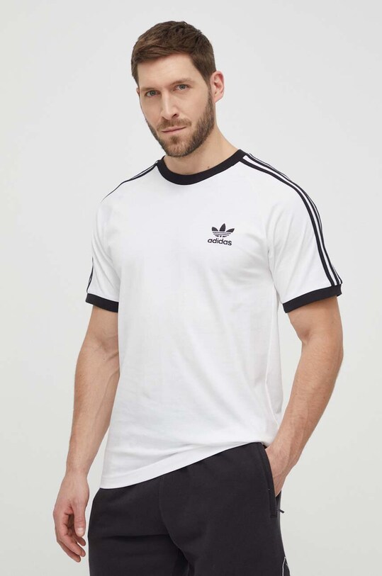 adidas Originals tricou din bumbac 3-Stripes Adicolor 3-Stripes alb IA4846