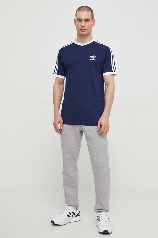 Бавовняна футболка adidas Originals Adicolor Classics 3-Stripes IA4850 темно-синій SS23