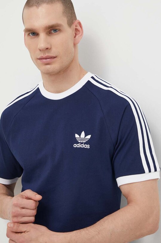 Бавовняна футболка adidas Originals Adicolor Classics 3-Stripes темно-синій IA4850