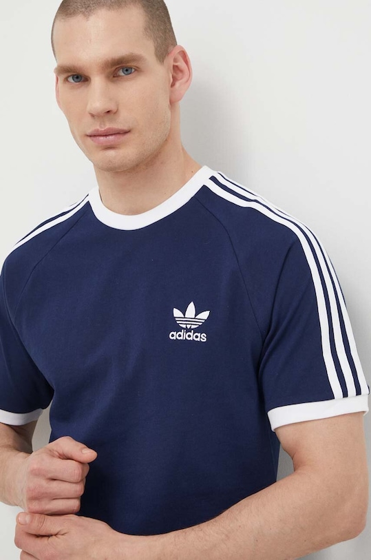 adidas Originals tricou din bumbac Adicolor 3-Stripes bleumarin IA4850