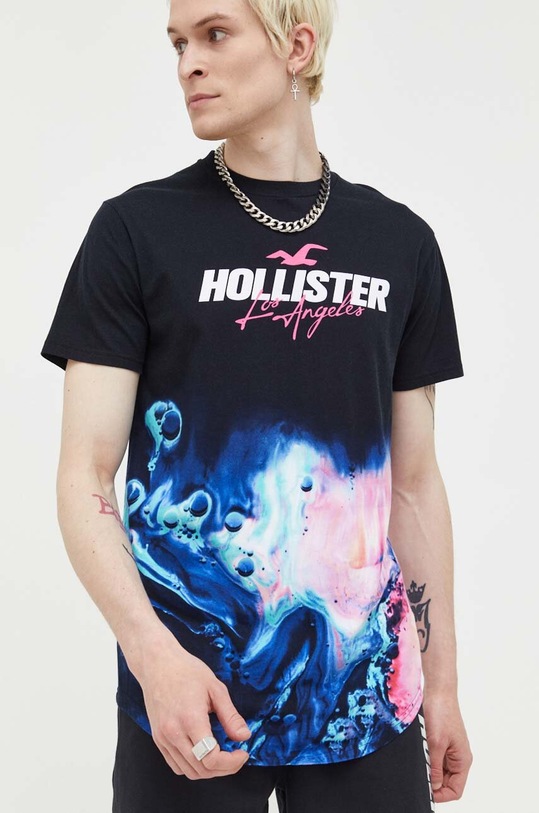 Hollister Co. t-shirt bawełniany KI323.3036.908 czarny SS23