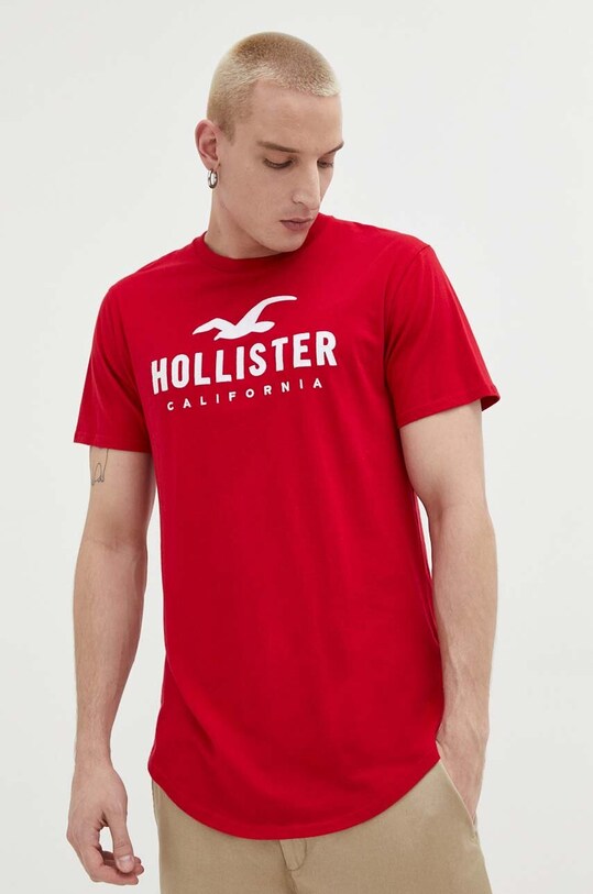 Hollister Co. t-shirt bawełniany czerwony KI323.3037.520