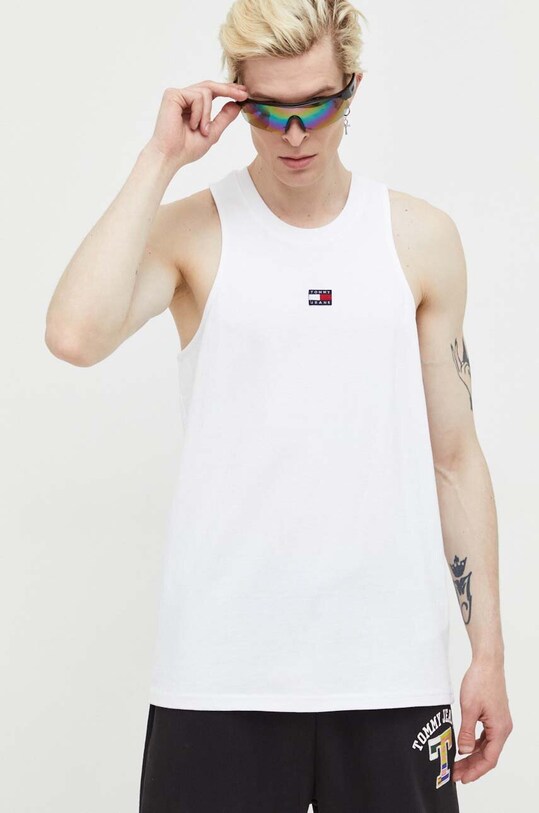 Tommy Jeans tricou din bumbac uni alb DM0DM11803.PPYX